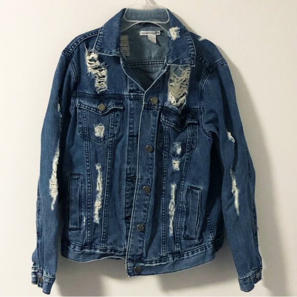 Size Small Distressed Ripped Denim Jacket - Picture 1 of 4